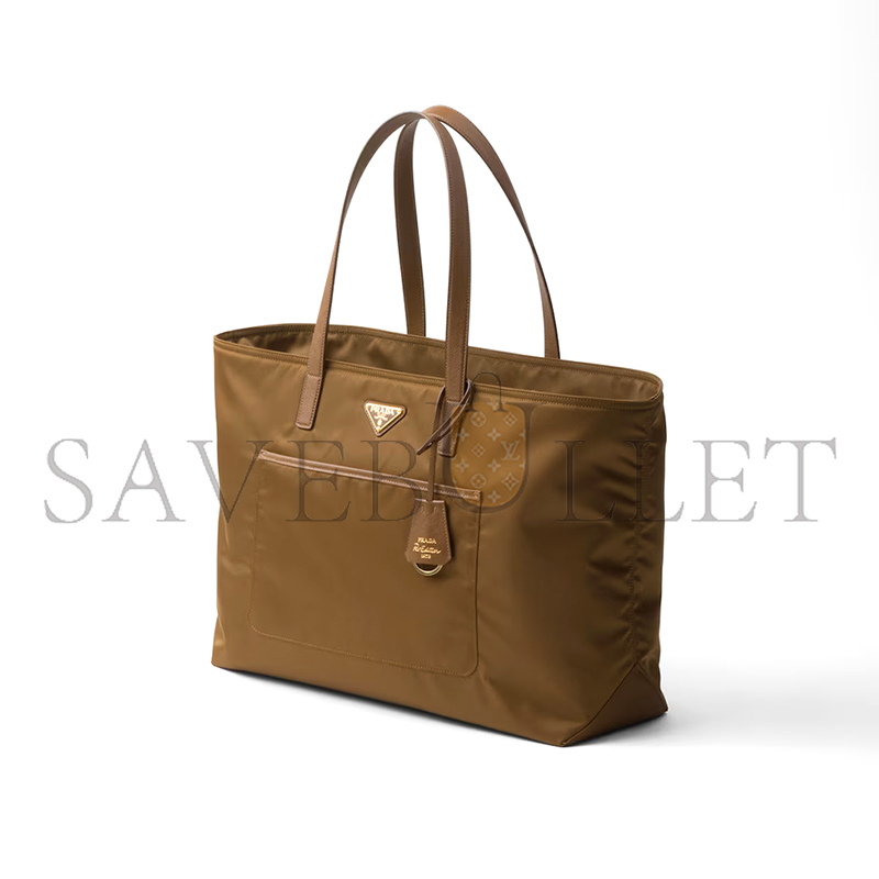PRADA RE-EDITION 1978 LARGE RE-NYLON AND SAFFIANO LEATHER TOTE BAG 1BG527 01 (43*31*15cm)